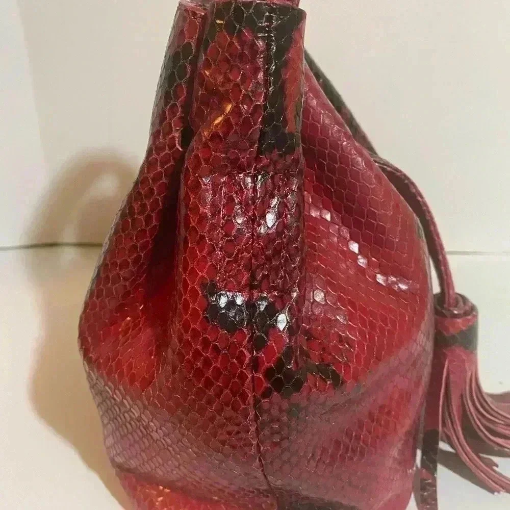 AU Printermps snakeskin print leather satchel handbag